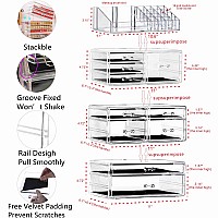 Cq Acrylic 4 Pack Clear Makeup Organizer Countertopstackable 10 Drawers Skincare Organizercute Skin Care Organizer For Vanity