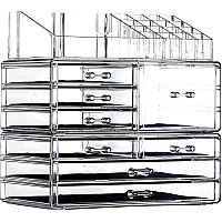 Cq Acrylic 3 Pack Clear Make Up Organizers For Vanitystackable 8 Drawers Make Up Organizercute Desk Organizer For Vanity Jewel