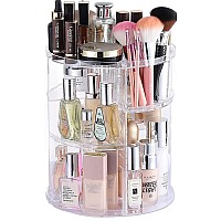 cq acrylic 360 Degree Rotating Makeup Organizer for Bathroom,4 Tier Adjustable cosmetic Storage cases and Make Up Holder Display cases,clear