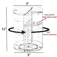 cq acrylic 360 Degree Rotating Makeup Organizer for Bathroom,4 Tier Adjustable cosmetic Storage cases and Make Up Holder Display cases,clear