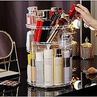 cq acrylic 360 Degree Rotating Makeup Organizer for Bathroom,4 Tier Adjustable cosmetic Storage cases and Make Up Holder Display cases,clear