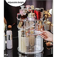 cq acrylic 360 Degree Rotating Makeup Organizer for Bathroom,4 Tier Adjustable cosmetic Storage cases and Make Up Holder Display cases,clear