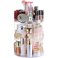 Cq acrylic 360 Degree Rotating Makeup Organizer for Bathroom,4 Tier Adjustable Spinning Cosmetic Storage Cases and Make Up Holder Display Cases,Clear