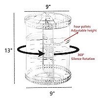 cq acrylic 360 Degree Rotating Makeup Organizer for Bathroom,4 Tier Adjustable Spinning cosmetic Storage cases and Make Up Holder Display cases,clear