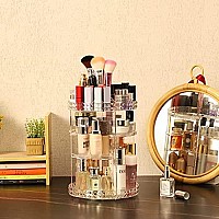 cq acrylic 360 Degree Rotating Makeup Organizer for Bathroom,4 Tier Adjustable Spinning cosmetic Storage cases and Make Up Holder Display cases,clear