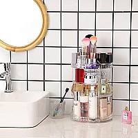 cq acrylic 360 Degree Rotating Makeup Organizer for Bathroom,4 Tier Adjustable Spinning cosmetic Storage cases and Make Up Holder Display cases,clear