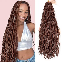 Zrq 36 Inch 6Packs New Faux Locs Crochet Hair Prelooped Soft Locs Curly Wavy Hair Afro Roots Goddess Locs Hair Synthetic Hair E