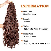 Zrq 36 Inch 6Packs New Faux Locs Crochet Hair Prelooped Soft Locs Curly Wavy Hair Afro Roots Goddess Locs Hair Synthetic Hair E