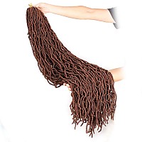 Zrq 36 Inch 6Packs New Faux Locs Crochet Hair Prelooped Soft Locs Curly Wavy Hair Afro Roots Goddess Locs Hair Synthetic Hair E