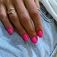 Hot Pink Press On Nails Short Square Kxamelie Natural Short Gel Nails Glue On Acrylic Nails Press Ons Featured Protective Coat