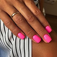 Hot Pink Press On Nails Short Square Kxamelie Natural Short Gel Nails Glue On Acrylic Nails Press Ons Featured Protective Coat