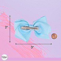 3 Inch Grosgrain Bow For Little Girls Set Of 2 Sky Blue