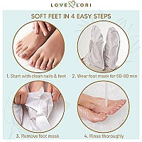 Foot Peel Mask 5pc Beauty Gift Sets - Feet Peeling Mask & Exfoliator - Foot Mask for Dry Cracked Feet Includes 3 Foot Masks, Pumice Stone & Socks, Self Care Gifts & Mother Day Gift Set by Love Lori