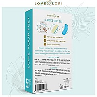 Foot Peel Mask 5pc Beauty Gift Sets - Feet Peeling Mask & Exfoliator - Foot Mask for Dry Cracked Feet Includes 3 Foot Masks, Pumice Stone & Socks, Self Care Gifts & Mother Day Gift Set by Love Lori