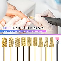 10 Pcs Nail Drill Bits Set Tungsten Carbide Nail Bits For Nail Drill Remove Acrylic Nail Gel Nail Polish 332 Inch Bits Manic