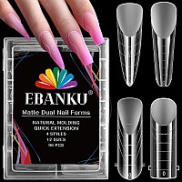 Ebanku 120Pcs Dual Nail Forms For Poly Gel Nail Mold Extension Forms Stiletto Almond Poly Nail Gel Nail System Forms False Nail