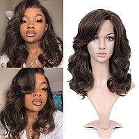 Lady Miranda Loose Wave Lace Part Wig Mixed Brown Nature Curly Synthetic Heat Resistant Weave Full Wigs for Women