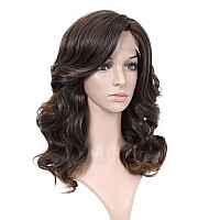 Lady Miranda Loose Wave Lace Part Wig Mixed Brown Nature Curly Synthetic Heat Resistant Weave Full Wigs for Women