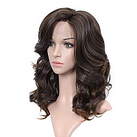 Lady Miranda Loose Wave Lace Part Wig Mixed Brown Nature Curly Synthetic Heat Resistant Weave Full Wigs for Women