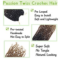 8 Packs Passion Twist Hair 12 Inch Pretwisted Passion Twist Crochet Hair Prelooped Crochet Braids For Women Passion Twists Bra