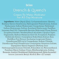 Bliss Drench & Quench Hyaluronic Acid Moisturizer for Face - 1 Fl Oz - Cream-To-Water - Hydrator for All-Day Moisture - Clean - Vegan & Cruelty-Free