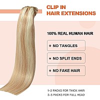 Huayi Clip In Hair Extensions Real Human Hair Strawberry Blonde To Bleach Blonde Human Hair Extensions 20 Inch Straight Double W