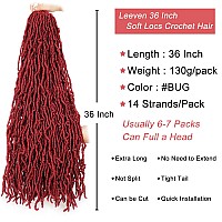 Leeven 36 Inch Burgundy Super Long Soft Locs New Faux Locs Crochet Hair 3 Packs Prelooped Distressed Goddess Locs Curly Wavy Af