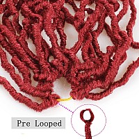 Leeven 36 Inch Burgundy Super Long Soft Locs New Faux Locs Crochet Hair 3 Packs Prelooped Distressed Goddess Locs Curly Wavy Af