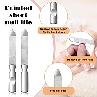 3 Pieces Stainless Steel Nail Files With Leather Case Double Sided Metal Nail Files With Antislip Handle Metal Nail File Buff