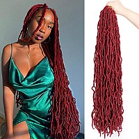 ZRQ Burgundy Faux Locs 36 Inch Soft Locs Crochet Hair, 5 Packs Red Soft Loc Pre-looped Goddess Locs Crochet Braids, Synthetic Dreadlocks Hair Extension Afro Roots Distressed Locs BUG#