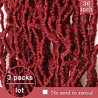 ZRQ Burgundy Faux Locs 36 Inch Soft Locs Crochet Hair, 5 Packs Red Soft Loc Pre-looped Goddess Locs Crochet Braids, Synthetic Dreadlocks Hair Extension Afro Roots Distressed Locs BUG#