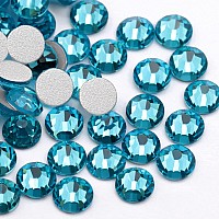 Towenm 2000 Pieces Glass Flatback Rhinestones, 2.8mm SS10 Glue Fix Glass Flatback Crystals for Nail Art Face Craft, Non Hotfix Flatback Crystal Rhinestone, Round Loose Gemstones, Aquamarine/Blue