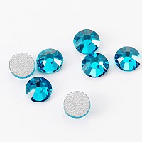 Towenm 2000 Pieces Glass Flatback Rhinestones, 2.8mm SS10 Glue Fix Glass Flatback Crystals for Nail Art Face Craft, Non Hotfix Flatback Crystal Rhinestone, Round Loose Gemstones, Aquamarine/Blue