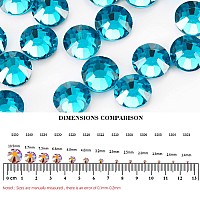 Towenm 2000 Pieces Glass Flatback Rhinestones, 2.8mm SS10 Glue Fix Glass Flatback Crystals for Nail Art Face Craft, Non Hotfix Flatback Crystal Rhinestone, Round Loose Gemstones, Aquamarine/Blue