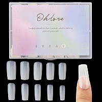 500Pcs Medium Square Nail Tips Full Cover Acrylic False Nails With Case For Diy Nail Art 10 Sizes Natural