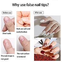 500Pcs Medium Square Nail Tips Full Cover Acrylic False Nails With Case For Diy Nail Art 10 Sizes Natural