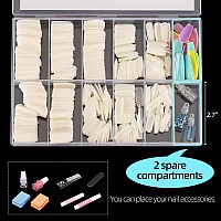 500Pcs Medium Square Nail Tips Full Cover Acrylic False Nails With Case For Diy Nail Art 10 Sizes Natural