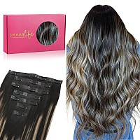 Wennalife Seamless Clip In Hair Extensions 22 Inch 150G 7Pcs Natural Black To Light Blonde Hair Extensions Clip In Human Hair I