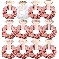 Satin Bridesmaid Scrunchies 12 pack Proposal Gifts Elastics Hair Ties Scrunchies Bachelorette Party Favors Satin Bridesmaid Gift for Bridal Wedding Parties (White & Rose Gold)