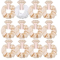 Satin Bridesmaid Scrunchies 12 pack Proposal Gifts Elastics Hair Ties Scrunchies Bachelorette Party Favors Satin Bridesmaid Gift for Bridal Wedding Parties (White & Beige)