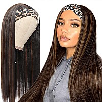 Angels Beauty Headband Wig For Women Blackbrown Long Straight Headband Wig Premium Synthetic Headband Wig Natural Glueless None