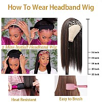 Angels Beauty Headband Wig For Women Blackbrown Long Straight Headband Wig Premium Synthetic Headband Wig Natural Glueless None