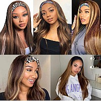 Angels Beauty Headband Wig For Women Blackbrown Long Straight Headband Wig Premium Synthetic Headband Wig Natural Glueless None