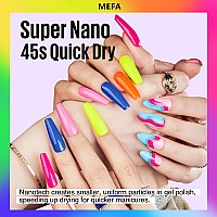 Mefa 35 Pcs Gel Nail Polish Set 32 Colors Summer Neon Rainbow Bright Gel Nail Polish Kit With Base Coat No Wipe Glossy Matte