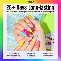 Mefa 35 Pcs Gel Nail Polish Set 32 Colors Summer Neon Rainbow Bright Gel Nail Polish Kit With Base Coat No Wipe Glossy Matte