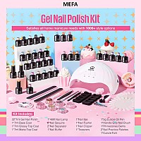 Mefa 32 Colors Gel Nail Polish Kit With U V Light Spring Bright Pastel 54Pcs Pink Gel Polish Nail Set With Matteglossy Base To