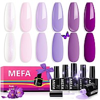 Mefa Purple Gel Nail Polish 6 Colors Purple Gel Polish Set Pink Shimmer Purple Nail Polish Gel Soak Off Grape Lilac Violet Gel