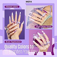 Mefa Purple Gel Nail Polish 6 Colors Purple Gel Polish Set Pink Shimmer Purple Nail Polish Gel Soak Off Grape Lilac Violet Gel