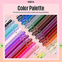 Mefa 46 Pcs Gel Nail Polish Kit 42 Colors All Seasons Gel Polish Set Nude Macaron Colorful Starter Kit With Base Coat Glitter