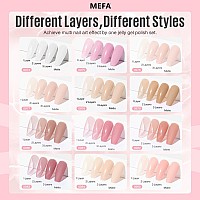 Mefa Jelly Gel Nail Polish Set 12 Colors Jelly Nude Pink Gel Polish Milky White Sheer Pink Nail Polish Gel Neutral Transparent